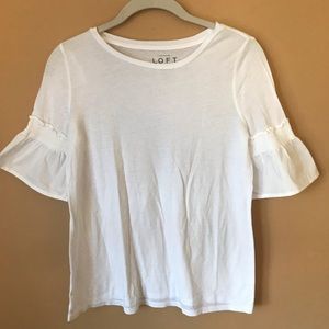 LOFT White Short Flared Sleeve Top - 1036